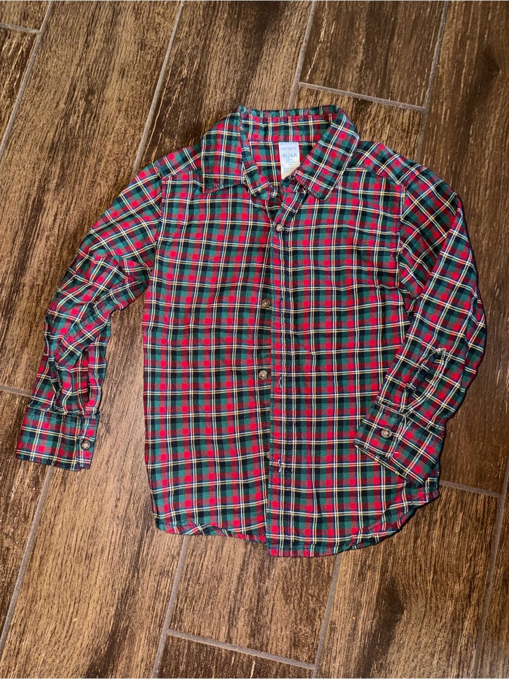 Carter's Red & Green Plaid Button-Down Shirt